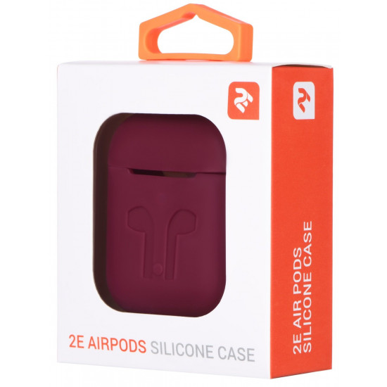 Чохол 2Е для Apple AirPods Pure Color Silicone Imprint Marsala