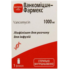 Pharmex Vancomycinum of 1000 mg No. 1 lyophilisate for preparation of solution for infusions