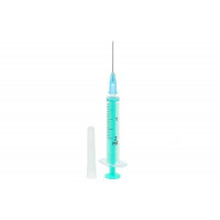 The syringe Discardit with a needle Luyer Slip 23G of disposable two-component 2 ml