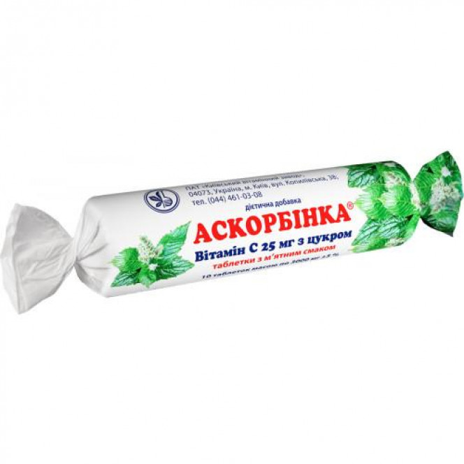 Askorbinka-KV tablets with taste of mint of 25 mg No. 10