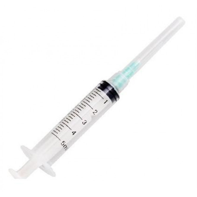 The syringe injection ternary with a needle without group packing of 0.7 mm x 38 mm (22Gx 1 1/2), 5 ml - Gemoplast