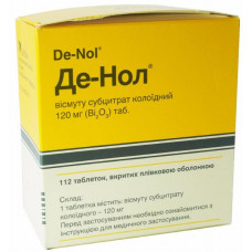 De-nol tablets on 120 mg, 112 pieces.