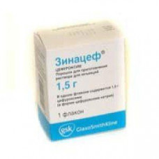 Zinatsef powder for preparation of solution for injections of 1500 mg, a bottle, 1 piece.