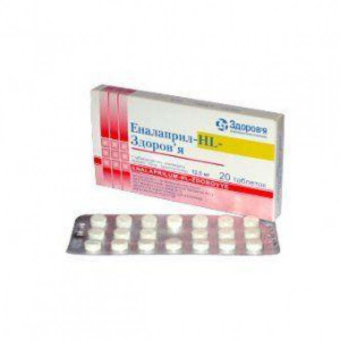 Enalapril-HL-Zdorovye of a tablet on 10 mg / 12.5 mg, 20 pieces.