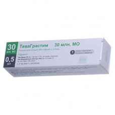 TevaGrastim solution for injections and infusions, 30 million ME, 0.5 ml in the syringe