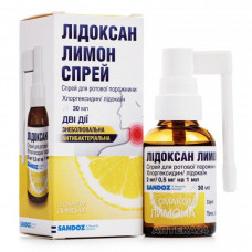 Lidoksan a lemon spray for a throat of 2 mg / 0.5 mg of 30 ml