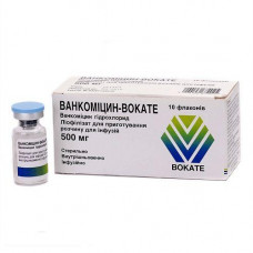 Vankomitsin-Vokat lyophilisate for solution preparation, in bottles on 500 mg, 10 pieces.