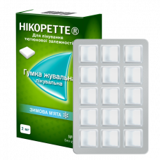 Nikorette Winter mint chewing gum for treatment of tobacco addiction, on 2 mg 30 pieces.