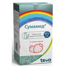 Sumamed powder for oral suspension with taste of strawberry of 100 mg / 5 ml, 20 ml