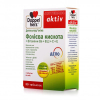 Doppelgerts Aktiv Folic acid + Vitamins B6, B12, C, E of a tablet, 30 pieces.