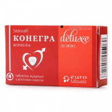 Konegra Delux chewable tablets for potency on 50 mg, 4 pieces.