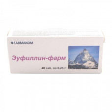 Tablet Euphyllinum-pharmaceutical on 250 mg, 40 pieces.