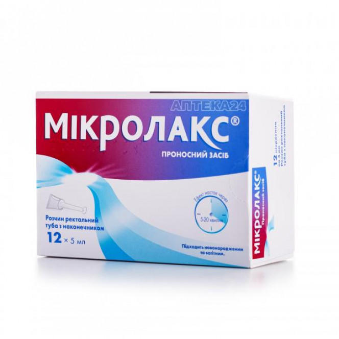 Mikrolaks solution rectal in tubas in constipations, on 5 ml 12 pieces.