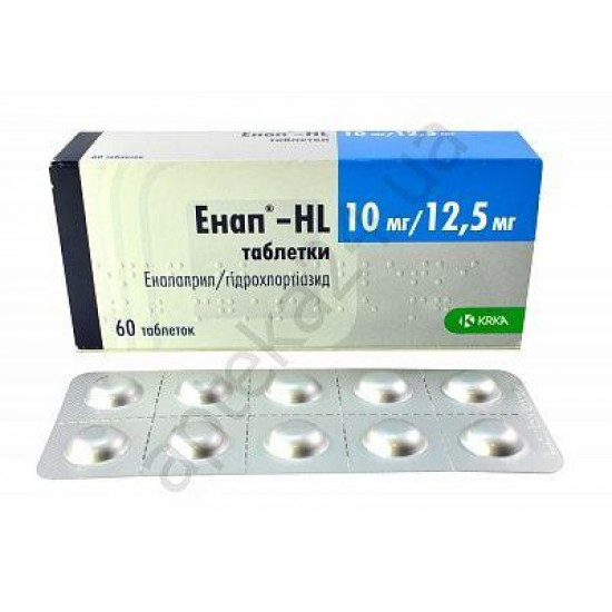 Enap of a HL tablet on 10 mg / 12.5 mg, 60 pieces.