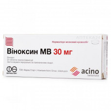 Vinoksin of MV of a tablet for normalization of cerebral circulation of 30 mg No. 20