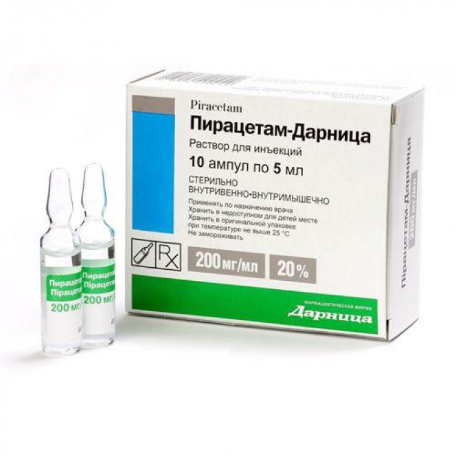 Piratsetam-Darnitsa solution for injections on 200 mg/ml, 10 ampoules on 5 ml