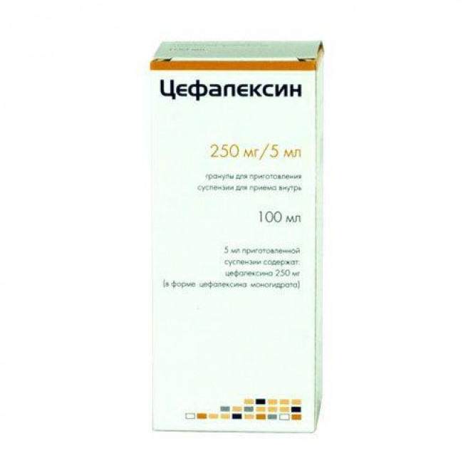 Granule cefalexin for oral suspension, 100 ml (250 mg / 5 ml), 40 g 