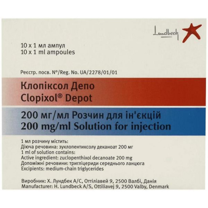 Klopiksol-depot solution for injections of 200 mg 1 ml of N10