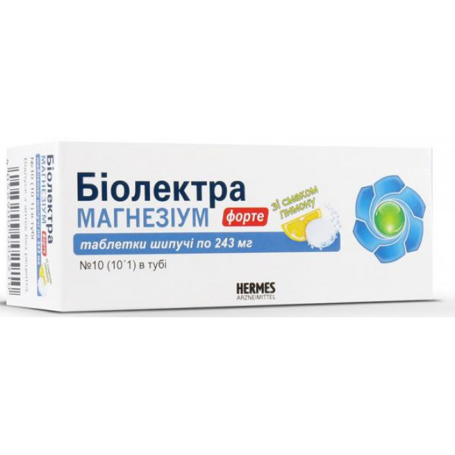 Biolektra Magnezium Forte of a tablet sparkling on 243 mg, 10 pieces.