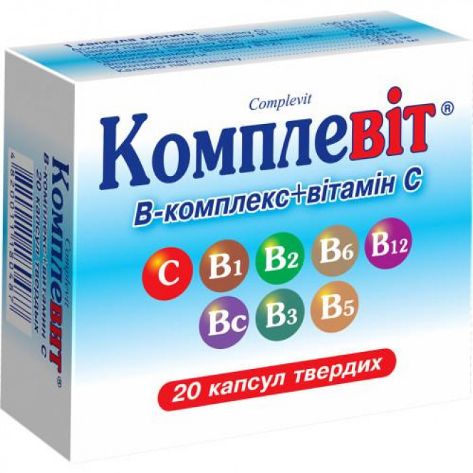 Complivit B complex + vitamin C of the capsule, 20 pieces.