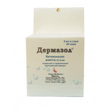 Dermazol antifungal hair shampoo in a sachet on 8 ml, 20 mg/ml, 20 pieces.