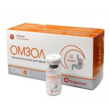 Omzol powder for solution for infusions, on 40 mg in bottles, 10 pieces.