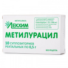 Methyluracil suppositories rectal on 500 mg, 10 pieces.