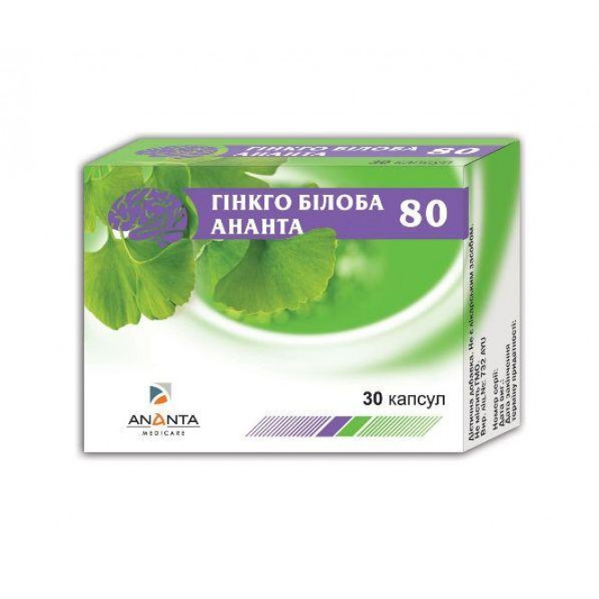 Biloba Anant's ginkgo of the capsule on 80 mg, 30 pieces.