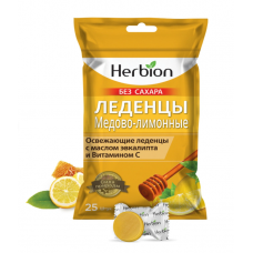 Herbion lollipops honey and lemon without sugar, 25 pieces.