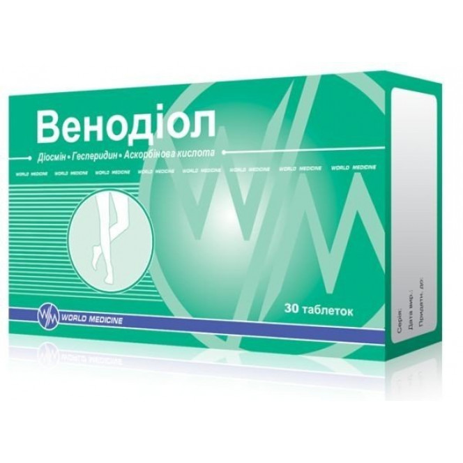 Venodiol of a tablet for improvement of blood circulation, 30 pieces.