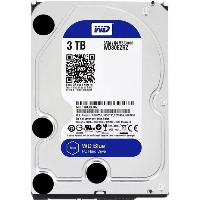 Жесткий диск внутренний WD 3TB 5400rpm 64Mb 3.5 SATA III Blue (WD30EZRZ)