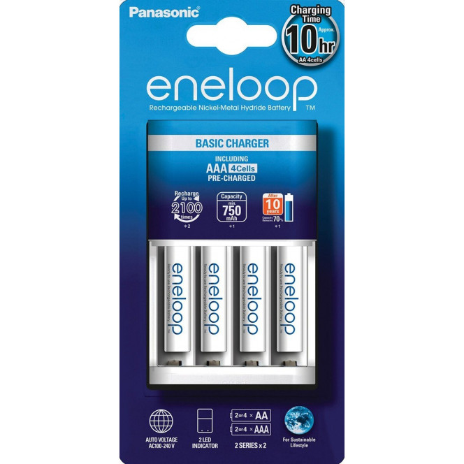 Charger Panasonic Basic Charger + Eneloop 4AAA 750 mAh New