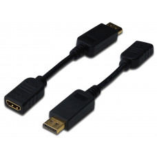 Переходник DIGITUS DisplayPort to HDMI (AM/AF) 0.15m Black