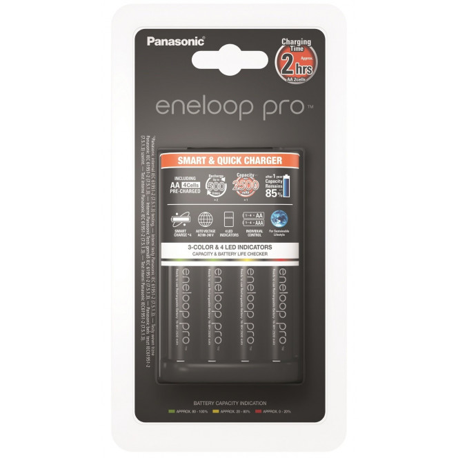 Charger of Panasonic Smart-Quick Charger+Eneloop Pro 4AA 2500 mAh NI-MH