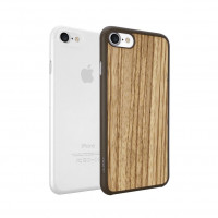 Ozaki O cover! coat 0.3 Jelly+Wood for iPhone SE 2020/8/7 2in1 Ultra slim & Light weight Zebrano and Clear