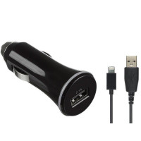 Kit Premium USB Charger 2.1A + Lightning Cable Black car charger