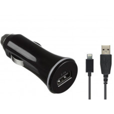 Kit Premium USB Charger 2.1A + Lightning Cable Black car charger