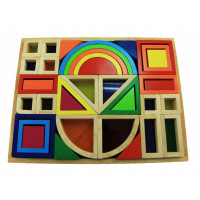 The designer wooden goki Iridescent construction blocks with windows (58620)