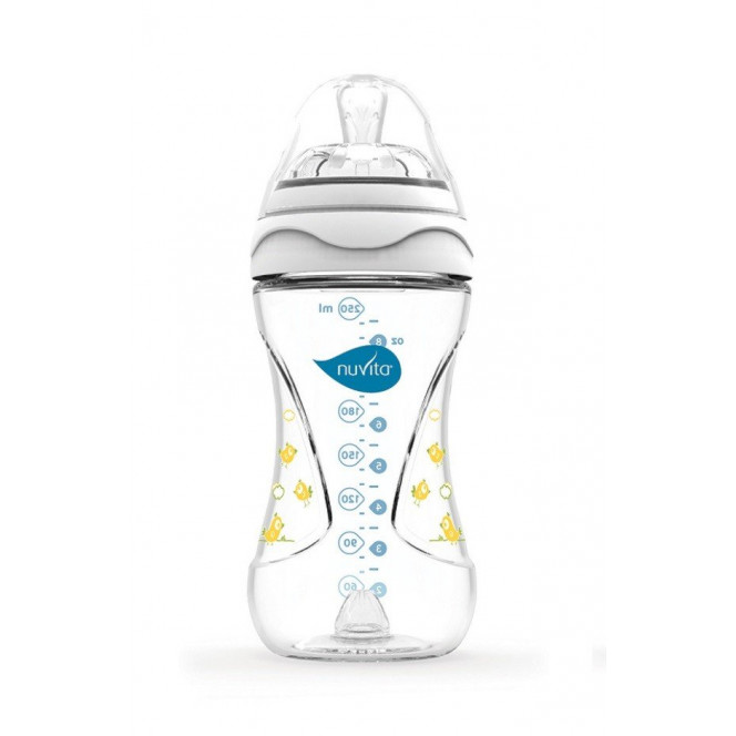 Small bottle for feeding of Nuvita Mimic of 250 ml. 3 m + Antikolikovaya, white (NV6030White)