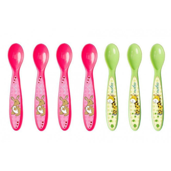 Set of spoons Nuvita of 6 m + 7 pieces. Pink and lime (NV1410Pink)