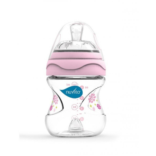 Small bottle for feeding of Nuvita Mimic of 150 ml. 0 m + Antikolikovaya, pink (NV6010Pink)