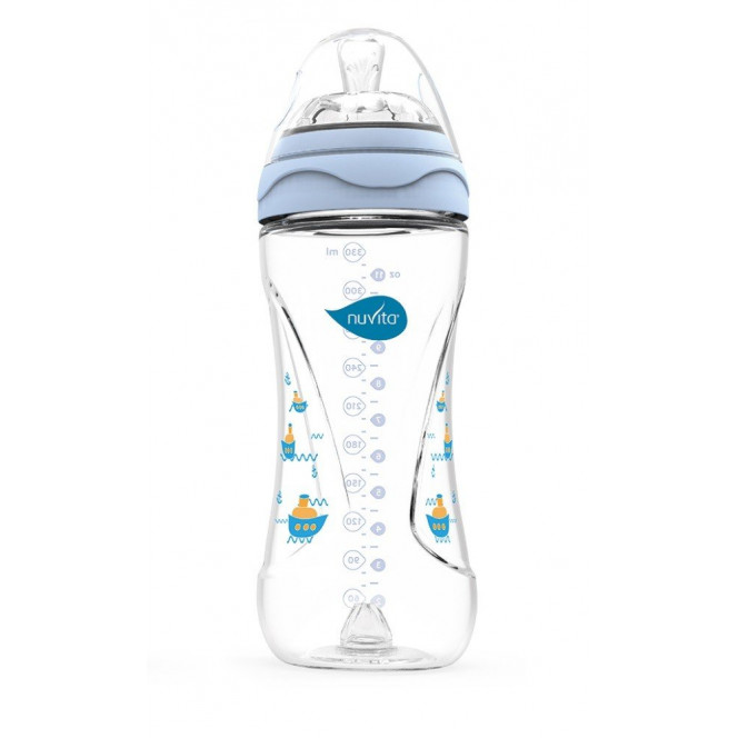 Small bottle for feeding of Nuvita Mimic of 330 ml. 4 m + Antikolikovaya, blue (NV6050Blue)