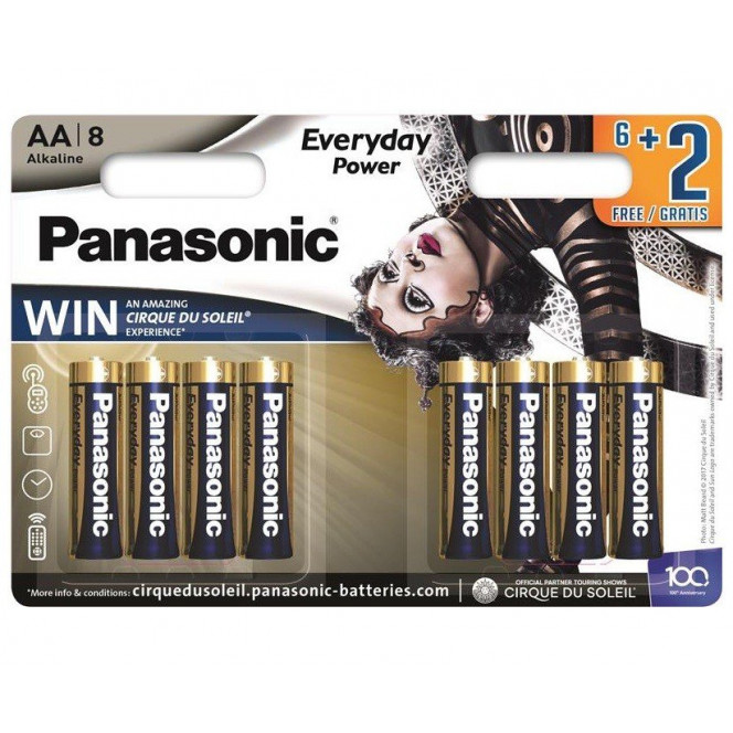 ALKALINE Cirque du Soleil Panasonic EVERYDAY POWER AA BLI 8 battery