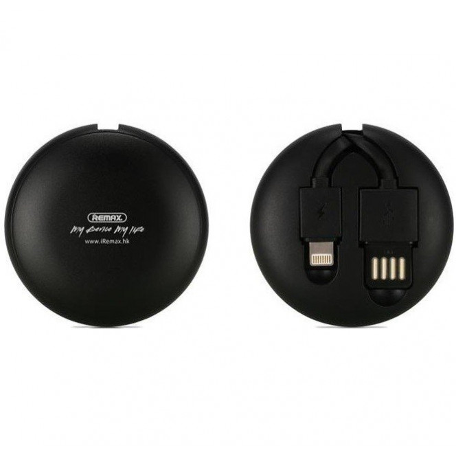 For the MicroUSB and Lightning 1m black Remax Roller type Retractable 2in1 cable