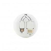 For the MicroUSB and Lightning 1m white Remax Roller type Retractable 2in1 cable