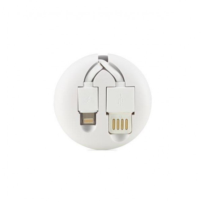 For the MicroUSB and Lightning 1m white Remax Roller type Retractable 2in1 cable