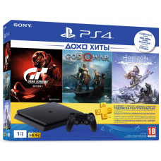 Игровая приставка SONY PlayStation 4 Slim 1Tb (Gran Turismo + God Of War + Horizon. Zero Dawn + PSPlus 3М) (9785316)