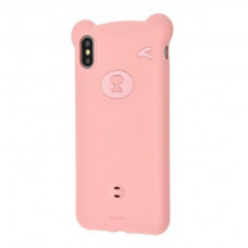 Чехол Baseus для iPhone XS/X Bear Silicone Pink