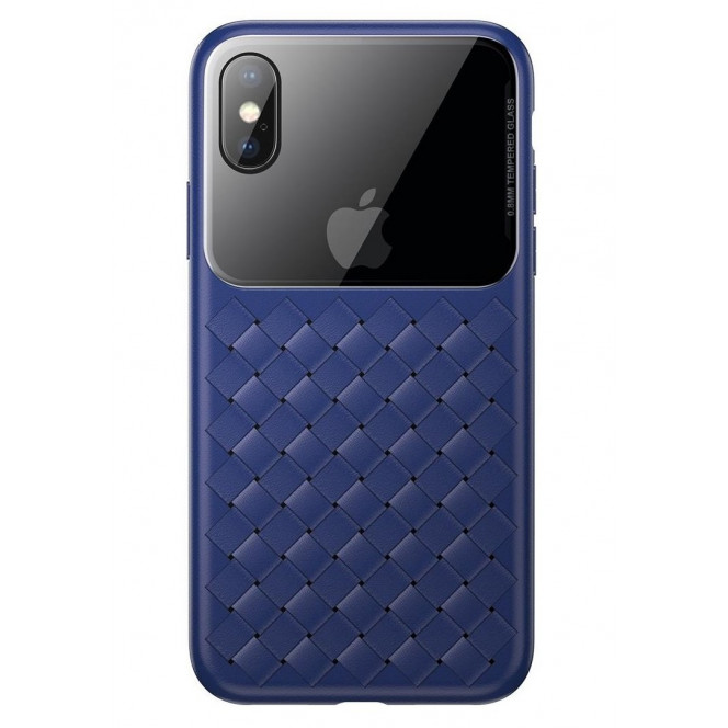 Cover of Baseus for iPhone XS/X Glass & Weaving Blue