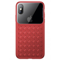 Cover of Baseus for iPhone XS/X Glass & Weaving Red